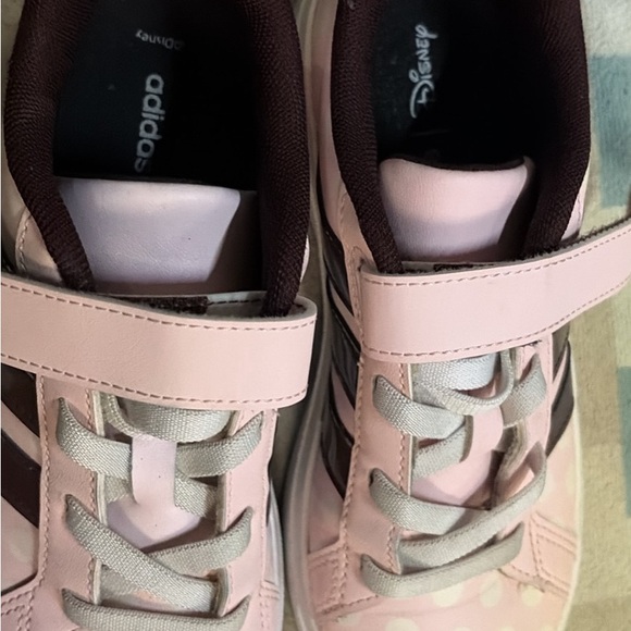 adidas Pink Polka Dot Kids Sneakers with Brown Accents - Picture 2 of 4